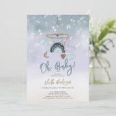 Boho mobile wieg regenboogwolken sterren baby show kaart (Staand voorkant)