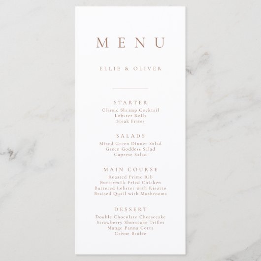 Boho Mocha Mousse 1 Minimalistisch Eenvoudig Platt Menu (Voorkant)