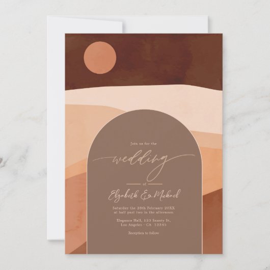 Boho Mocha Mousse Aardse Moderne Trouwfoto Kaart (Voorkant)