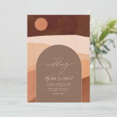 Boho Mocha Mousse Aardse Moderne Trouwfoto Kaart (Staand voorkant)