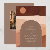 Boho Mocha Mousse Aardse Moderne Trouwfoto Kaart (Voorkant / Achterkant)