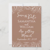 Boho Mocha Mousse Bloemen Moderne foto bruiloft Save The Date (Voorkant)