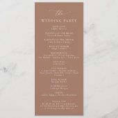 Boho Mocha Mousse Elegante minimalistische bruilof Programmakaart (Achterkant)