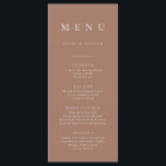 Boho Mocha Mousse Minimalistisch Eenvoudig Platte  Menu<br><div class="desc">Elegant en modern,  boho,  Mocha Mousse minimalistische platte menu. Volledig aanpasbaar menu voor uw bruiloft of evenement.</div>