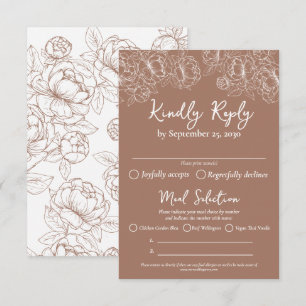 Boho Mocha Mousse Modern Wedding Maaltijd Opties e RSVP Kaartje