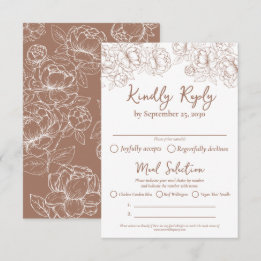Boho Mocha Mousse Modern Wedding Maaltijd Opties e RSVP Kaartje