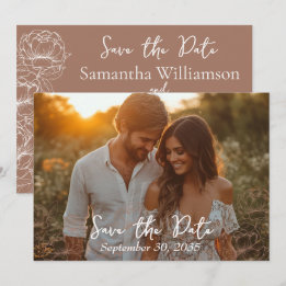 Boho Mocha Mousse Moderne minimalistische bruiloft Save The Date