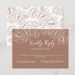 Boho Mocha Mousse Romantische Bloemen Huwelijk RSVP Kaartje