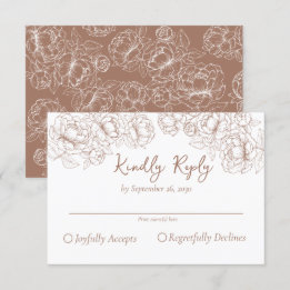 Boho Mocha Mousse Romantische Bloemen Huwelijk RSVP Kaartje