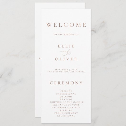 Boho Mocha Mousse Witte Elegante Minimalistische T Programmakaart (Voorkant / Achterkant)