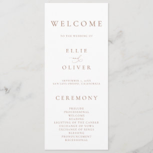 Boho Mocha Mousse Witte Elegante Minimalistische T Programmakaart