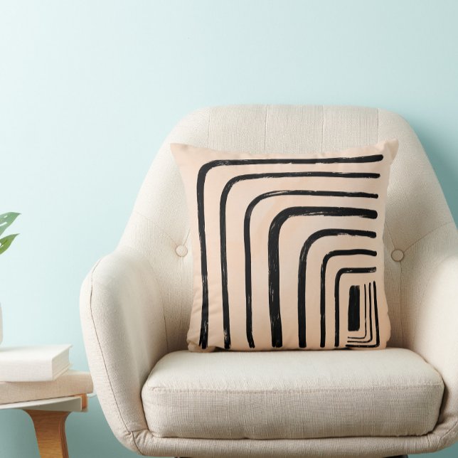 Boho modderdoek neutraal zwart en crème vrouwelijk kussen (Creator heeft geüpload)