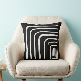 Boho modderdoek rustiek zwart en wit vrouwelijk kussen