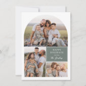 Boho Modern 4 Foto Collage Boog Kerstfoto Feestdagenkaart (Voorkant)