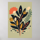 Boho Modern Abstract Botanisch Bloem Poster (Voorkant)