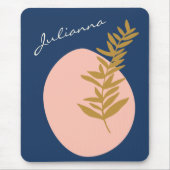 Boho Modern Abstract Botanisch Kunstblauw Aangepas Muismat (Voorkant)