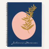 Boho Modern Abstract Botanisch Kunstblauw Aangepas Notitieboek (Voorkant)