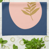 Boho Modern Abstract Botanisch Kunstblauw Aangepas Theedoek (Gevouwen)