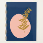 Boho Modern Abstract Botanisch Kunstroze Blauw Gou Planner<br><div class="desc">Deze stijlvolle ontwerper heeft een  boho botanische illustratie met abstracte vormen in roze,  blauw en goud.</div>