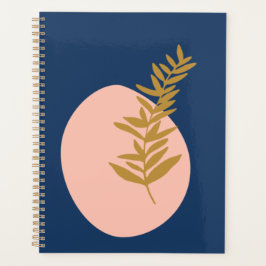 Boho Modern Abstract Botanisch Kunstroze Blauw Gou Planner