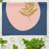 Boho Modern Abstract Botanisch Kunstroze Blauw Gou Theedoek (Gevouwen)