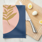 Boho Modern Abstract Botanisch Kunstroze Blauw Gou Theedoek (Quarter Fold)