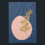 Boho Modern Abstract Botanisch Kunstroze Blauw Gou Theedoek<br><div class="desc">Deze stijlvolle keukenhanddoek is voorzien van een  boho botanische afbeelding met abstracte vormen in roze,  blauw en goud.</div>