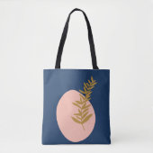 Boho Modern Abstract Botanisch Kunstroze Blauw Gou Tote Bag (Voorkant)