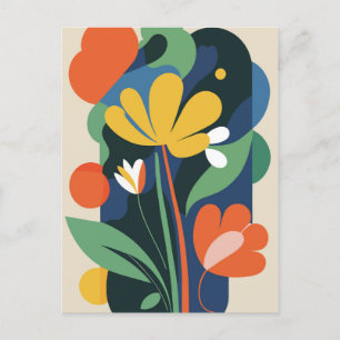 Boho Modern Abstract Botanische Bloem Briefkaart