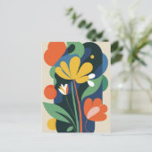 Boho Modern Abstract Botanische Bloem Briefkaart (Staand voorkant)