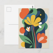 Boho Modern Abstract Botanische Bloem Briefkaart (Voorkant / Achterkant)