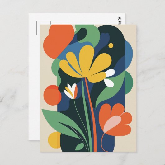 Boho Modern Abstract Botanische Bloem Briefkaart (Voorkant / Achterkant)