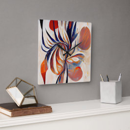 Boho Modern Abstract kunstwerk Vierkante Klok