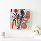 Boho Modern Abstract kunstwerk Vierkante Klok (Huis)