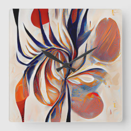 Boho Modern Abstract kunstwerk Vierkante Klok