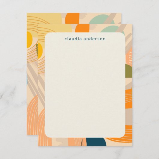 Boho Modern Abstracte Art Shapes Aangepast Notitiekaartje (Voorkant / Achterkant)