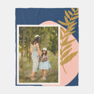 Boho Modern Abstracte Botanische Blue Aangepaste F Fleece Deken