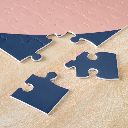 Boho Modern Abstracte Botanische Blue Aangepaste F Legpuzzel (Zijkant)