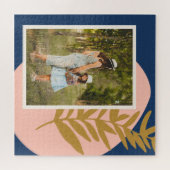 Boho Modern Abstracte Botanische Blue Aangepaste F Legpuzzel (Horizontaal)