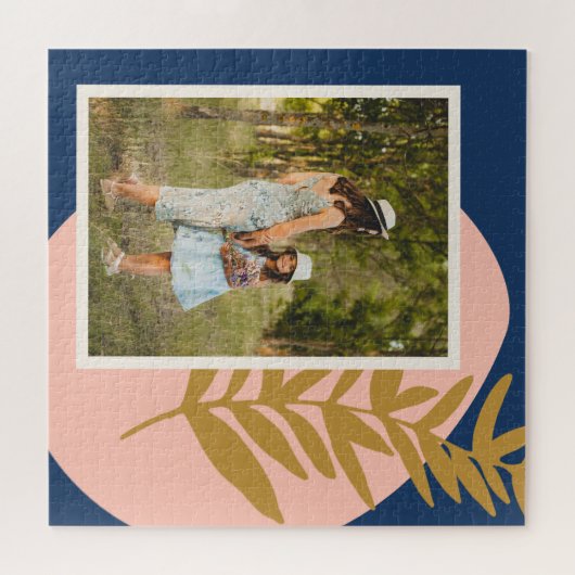 Boho Modern Abstracte Botanische Blue Aangepaste F Legpuzzel (Horizontaal)