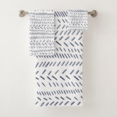 Boho Modern Abstracte Mudcloth bij de marine Bad Handdoek (Insitu)