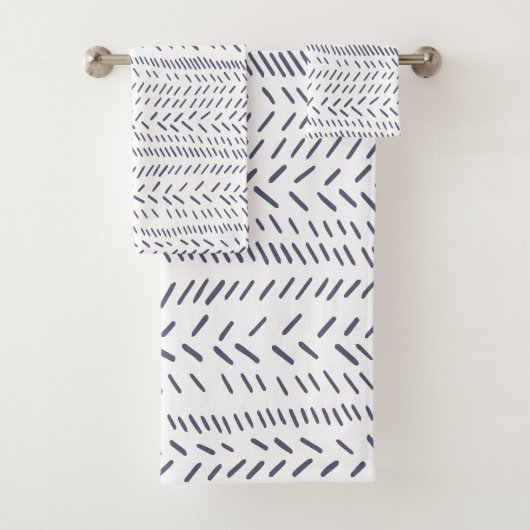 Boho Modern Abstracte Mudcloth bij de marine Bad Handdoek (Insitu)