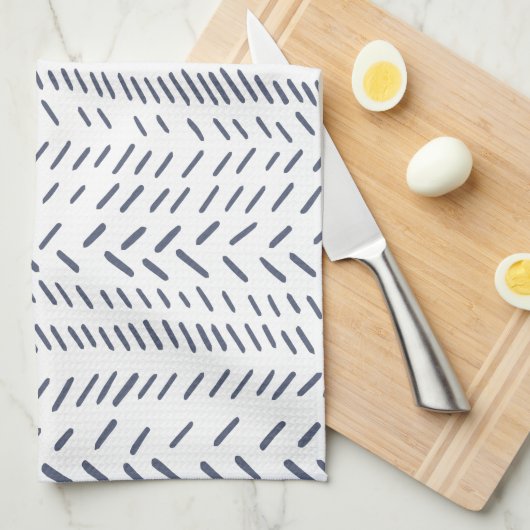 Boho Modern Abstracte Mudcloth bij de marine Theedoek (Quarter Fold)