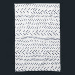 Boho Modern Abstracte Mudcloth bij de marine Theedoek<br><div class="desc">Een eenvoudig,  modern abstract modderdoekpatroon van organische lijnen in het blauw van de middernacht.</div>