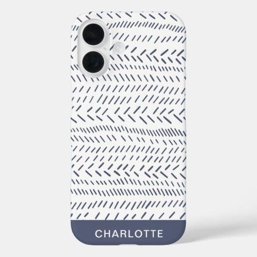 Boho Modern Abstracte Mudcloth Navy Personalized Case-Mate iPhone Case (Achterkant)
