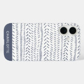 Boho Modern Abstracte Mudcloth Navy Personalized Case-Mate iPhone Case (Achterkant (horizontaal))