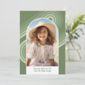 Boho Modern Arch Curvy Line en Geometric 3 Foto Feestdagenkaart (Staand voorkant)