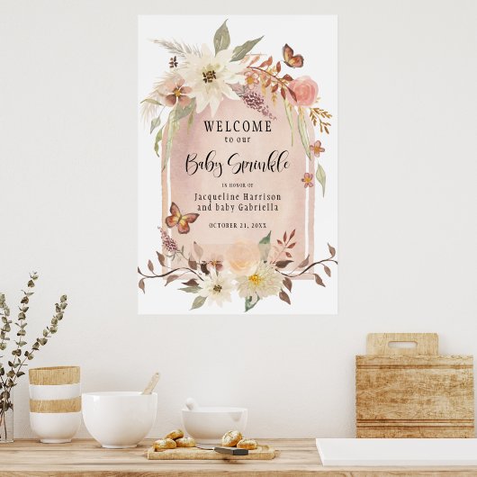 BOHO Modern Arch Herfst Floral Sprinkle Welkom Poster (Keuken)