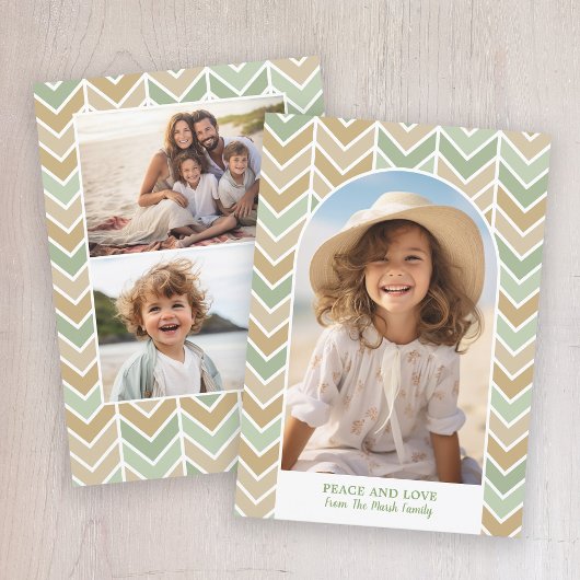 Boho Modern Arch - visgraat - 3 Foto - direct Feestdagenkaart