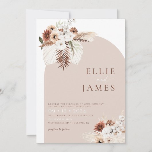 Boho Modern Arch Wedding-uitnodiging Kaart (Voorkant)